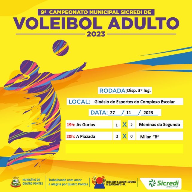 Finais do 9º Campeonato Municipal Sicredi de Voleibol Adulto 2023 é amanhã