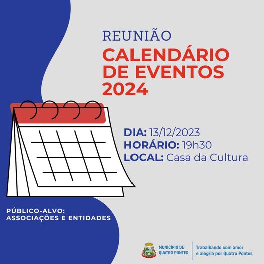 Reunião sobre calendário de eventos para 2024 é hoje