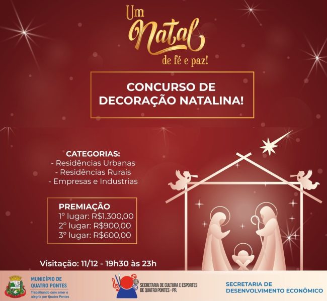 Ganhadores do Concurso de Decoração Natalina ‘Um Natal de fé e paz’ serão revelados hoje