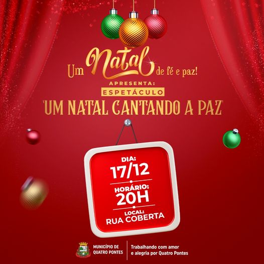 Quatro Pontes terá espetáculo ‘Um Natal cantando a paz’ amanhã