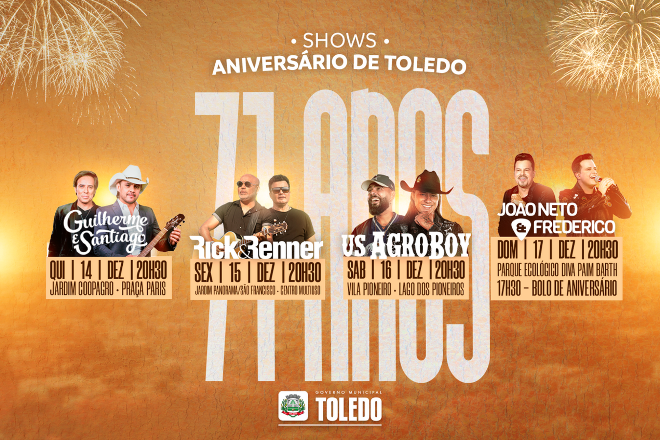 Toledo tem ampla programação para comemorar aniversário