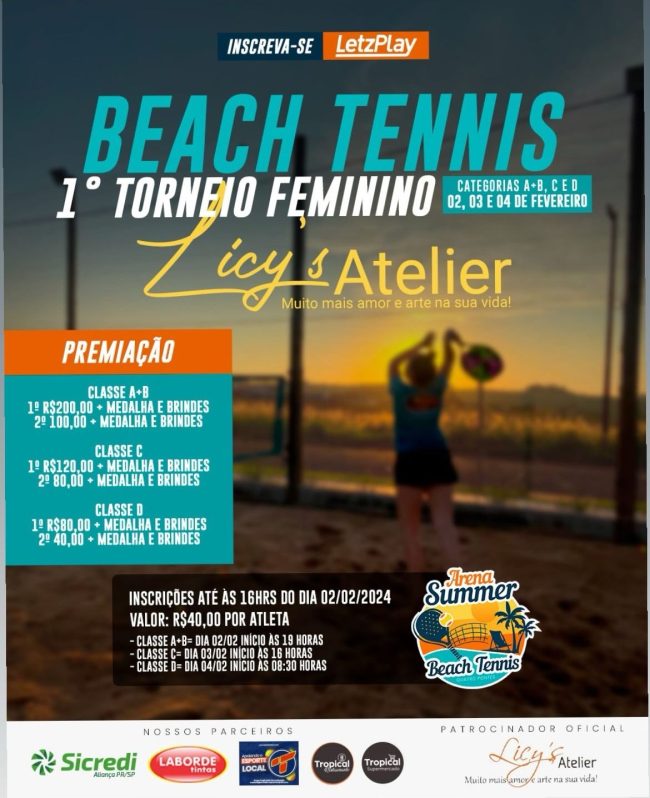 Arena Summer Beach sedia primeiro torneio de beach tennis feminino