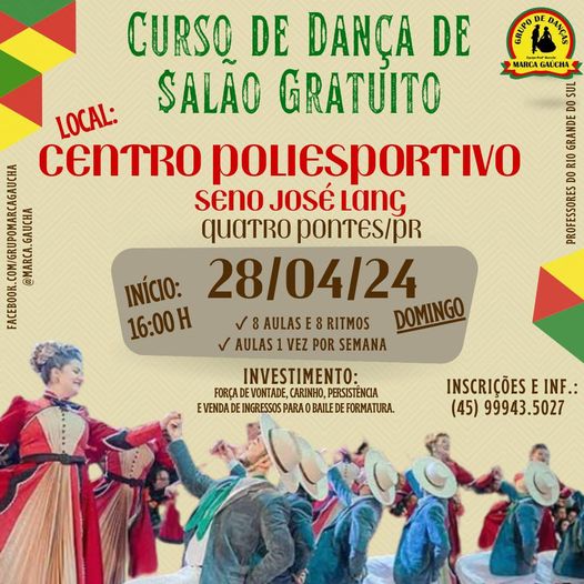 Curso de dança de salão inicia neste domingo em Quatro Pontes