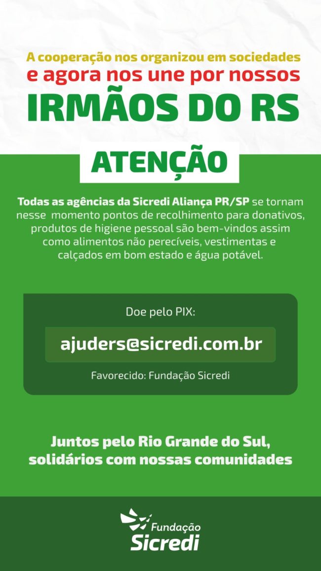 Agência Sicredi de Quatro Pontes promove campanha de arrecadação para vítimas da enchente no Rio Grande do Sul