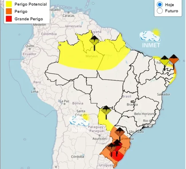 Tempestade: Inmet emite alerta de perigo para PR, SC e RS