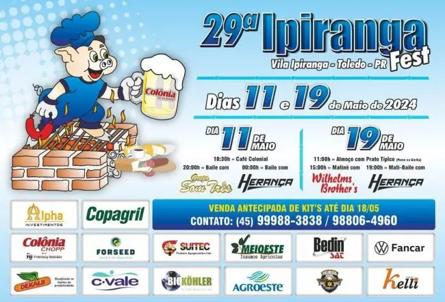 Neste domingo almoço da 29ª Ipiranga Fest acontece neste domingo