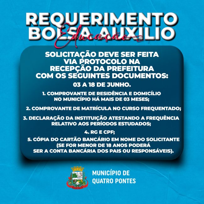 Hoje é o último dia para estudantes formalizarem requerimento da Bolsa Auxílio Educação