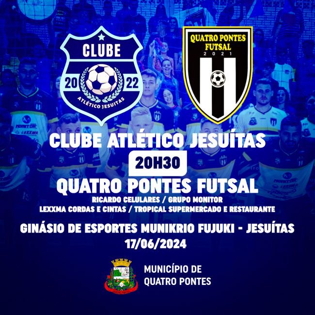 Quatro Pontes e Jesuítas se enfrentam hoje pela quinta rodada do 46º Troféu Difusora de Futsal