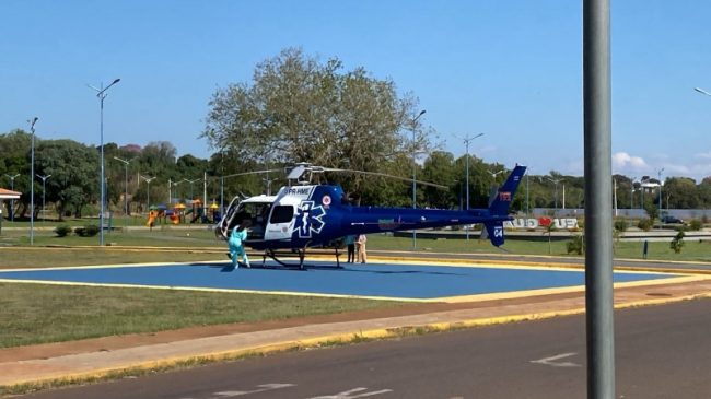 Bebê guairense de 02 meses é trasnferido de helióptero para Cascavel