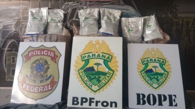 BPFRON, BOPE e PF apreendem 74 kg de agrotóxico em Terra Roxa