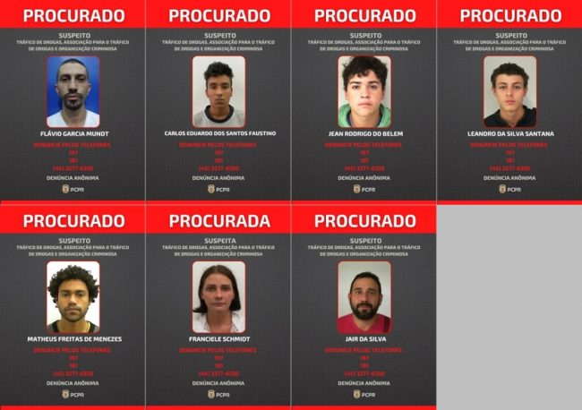 Polícia Civil de Toledo divulga lista de foragidos da Operação “Los Hermanos”