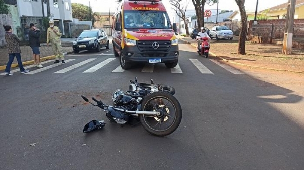 Acidente em Toledo: Motociclista é encaminhado para a UPA com fratura no braço esquerdo