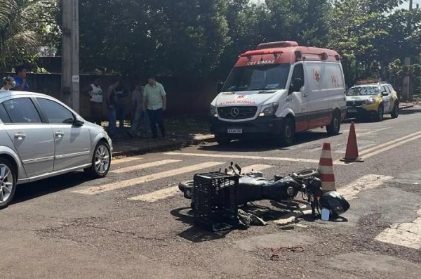 SAMU é acionado para atender vítima de acidente no centro de Palotina