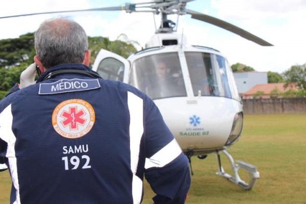 Trabalhador sofre queimaduras em Marechal Rondon e é transferido pelo helicóptero do Samu