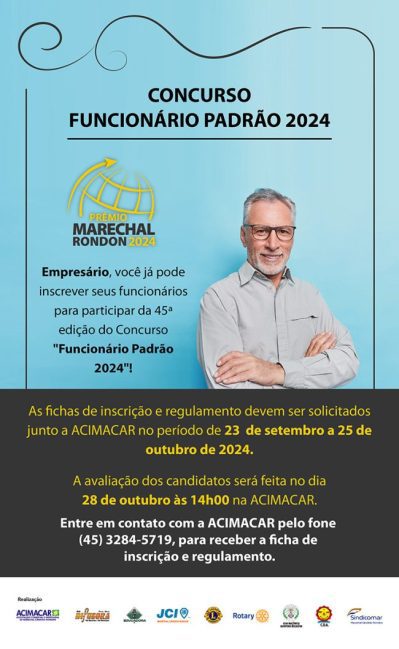 Inscrições para o Concurso Funcionário Padrão 2024 de Marechal Rondon encerram na sexta-feira