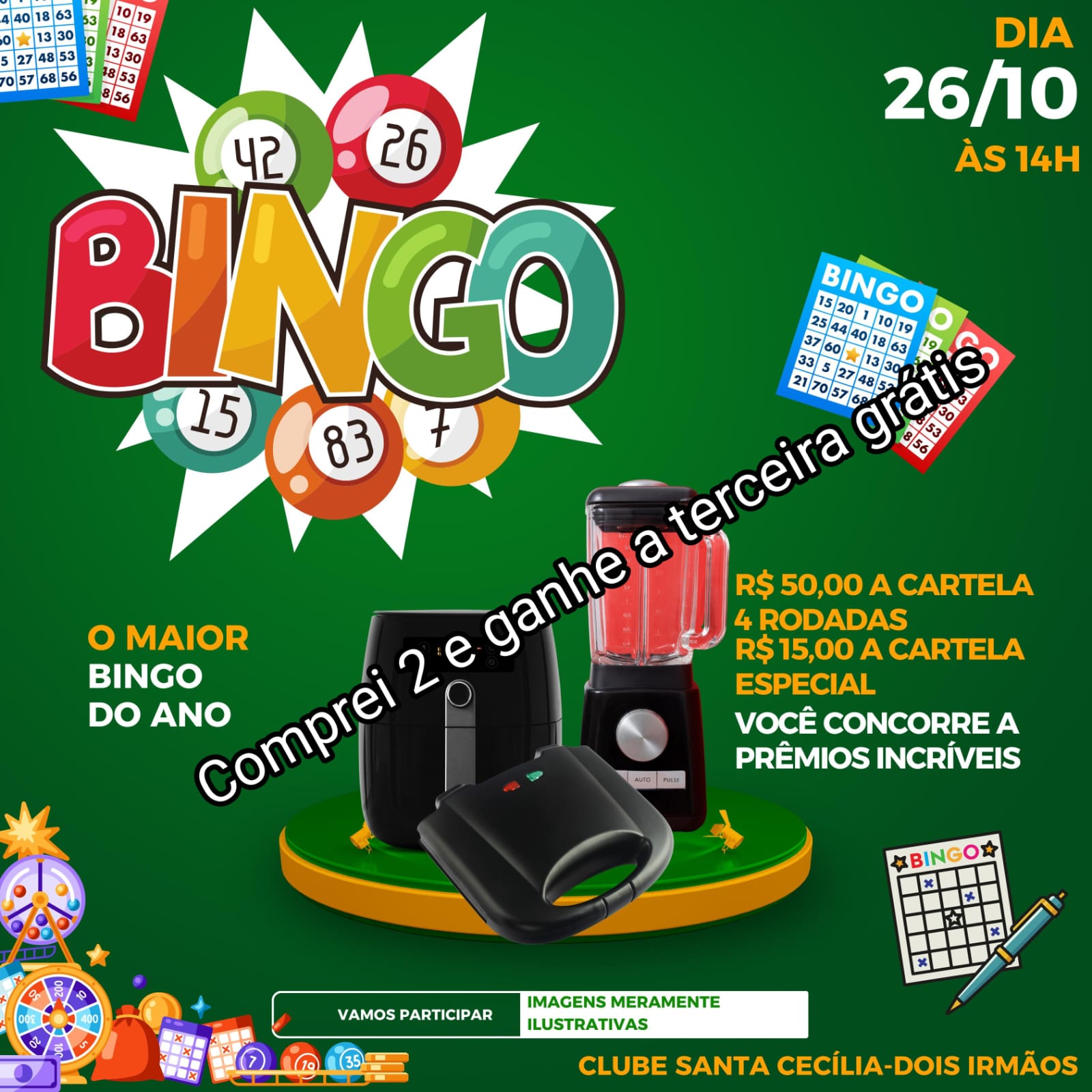 Grande Bingo Acontece no Santa Cecília de Dois Irmãos Neste Sábado