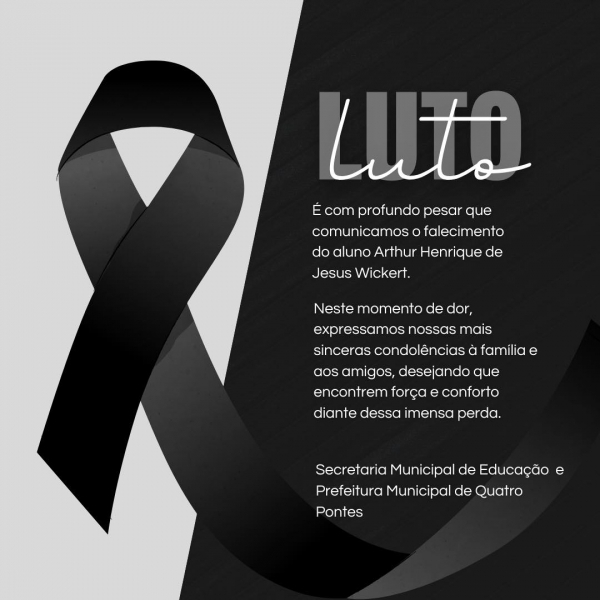 Prefeitura de Quatro Pontes lamenta a trágica morte de aluno de apenas 4 anos