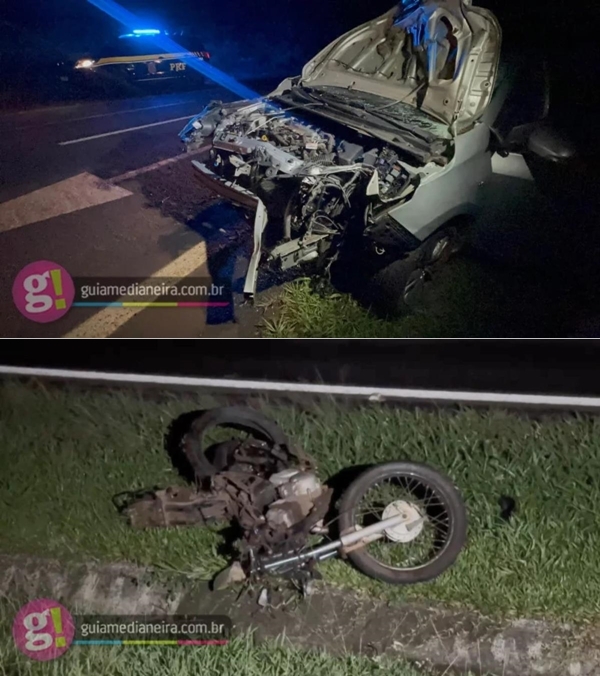 Colisão entre carro e moto na BR-277 deixa motociclista morto entre Medianeira e Matelândia