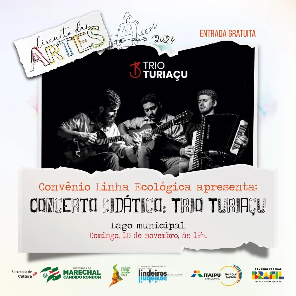 Marechal Rondon recebe no domingo o Concerto Didático: Trio Turiaçu