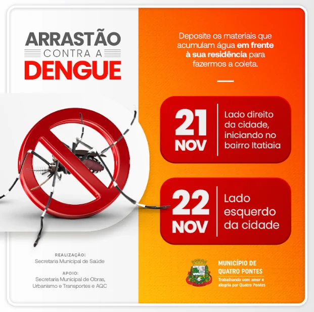 Arrastão contra a Dengue acontece nesta quinta e sexta em Quatro Pontes