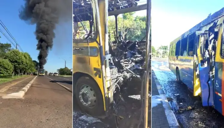 Ônibus que ia do Paraguai para a Argentina pega fogo em Foz do Iguaçu