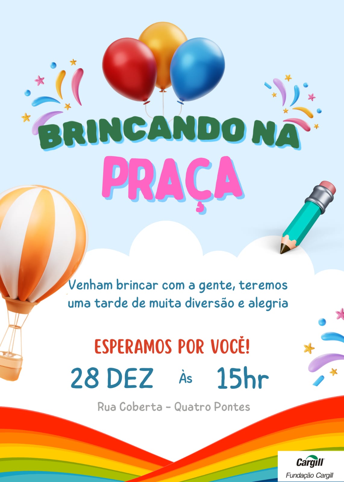 Fundação Cargil promove “Brincando na Praça” em Quatro Pontes