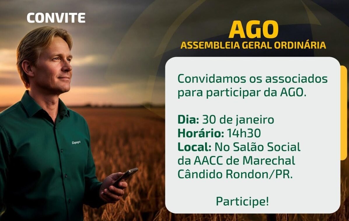 Copagril convida cooperados para Assembleia Geral Ordinária nesta sexta-feira