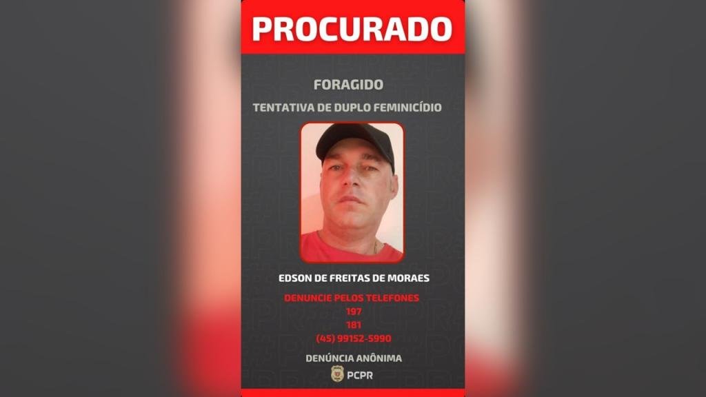 Polícia Civil de Toledo divulga foto do suspeito de duplo feminicídio tentado