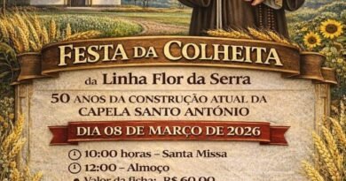 Festa da Colheita da Linha Flor da Serra celebra 50 anos da Capela Santo Antônio dia 08 de março 39E4345A-4F07-48D8-8981-3CA7E009BB26