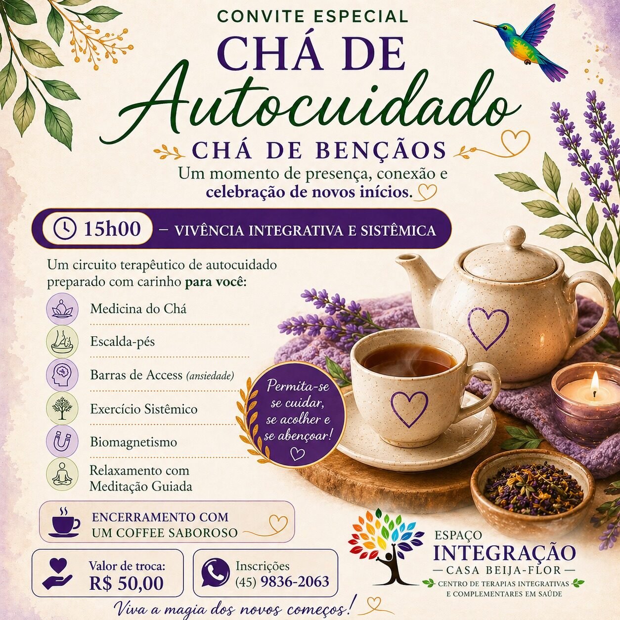 Casa Beija-Flor amplia espaço e inaugura novas salas terapêuticas com programação voltada ao autocuidado