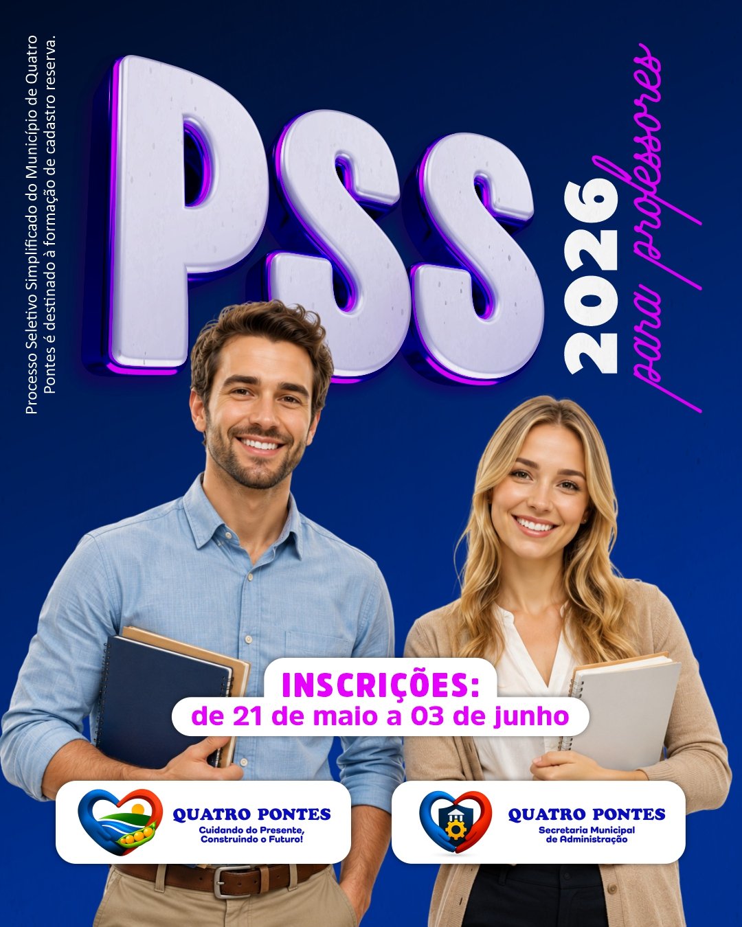 Quatro Pontes abre inscrições para Processo Seletivo Simplificado de professores