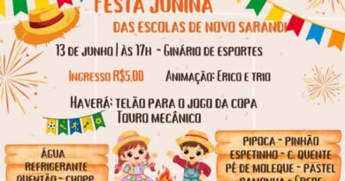 Festa Junina das Escolas de Novo Sarandi acontece neste sábado com atrações, comidas típicas e telão para o jogo da Copa 0EF50020-A085-461B-A59E-9E3E6835FE37