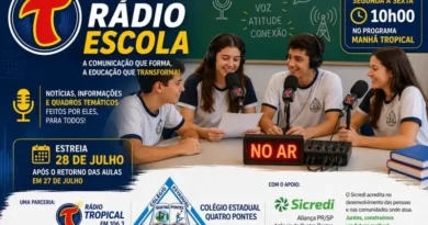 Rádio Tropical FM estreia na próxima terça-feira (28) o quadro Rádio Escola em parceria com o Colégio Estadual Quatro Pontes e o Sicredi Aliança PR/SP 9E1D9E9C-E501-4C4A-BA9B-0D64557666BF