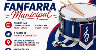 Inscrições para a Fanfarra Municipal de Quatro Pontes estão abertas Inscrição Fanfarra