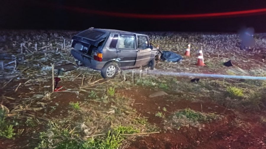 Carro capota após batida e motorista morre na BR-163 entre Toledo e Marechal Rondon
