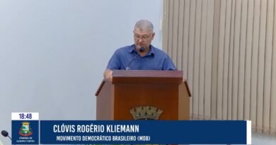 Clovis Kliemann destaca demandas da comunidade e novos investimentos no município durante sessão da Câmara clovis kliemann tribuna