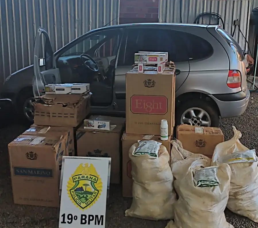 Homem é preso com cigarros e defensivos agrícolas contrabandeados em Quatro Pontes