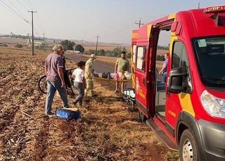 Pneu estoura e motociclista cai às margens da PR-589 entre Nova Santa Rosa e Novo Sarandi