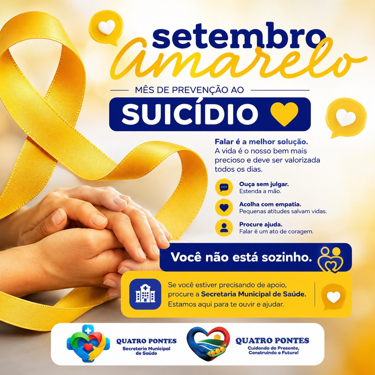 Setembro Amarelo reforça a importância da prevenção ao suicídio e do cuidado com a saúde mental