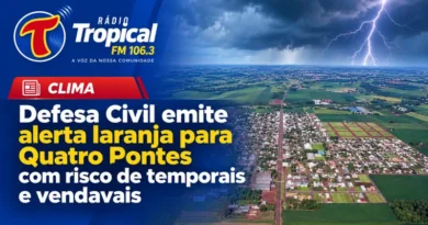 Defesa Civil emite alerta laranja para Quatro Pontes; Chuva forte e risco de temporais IMG_0149
