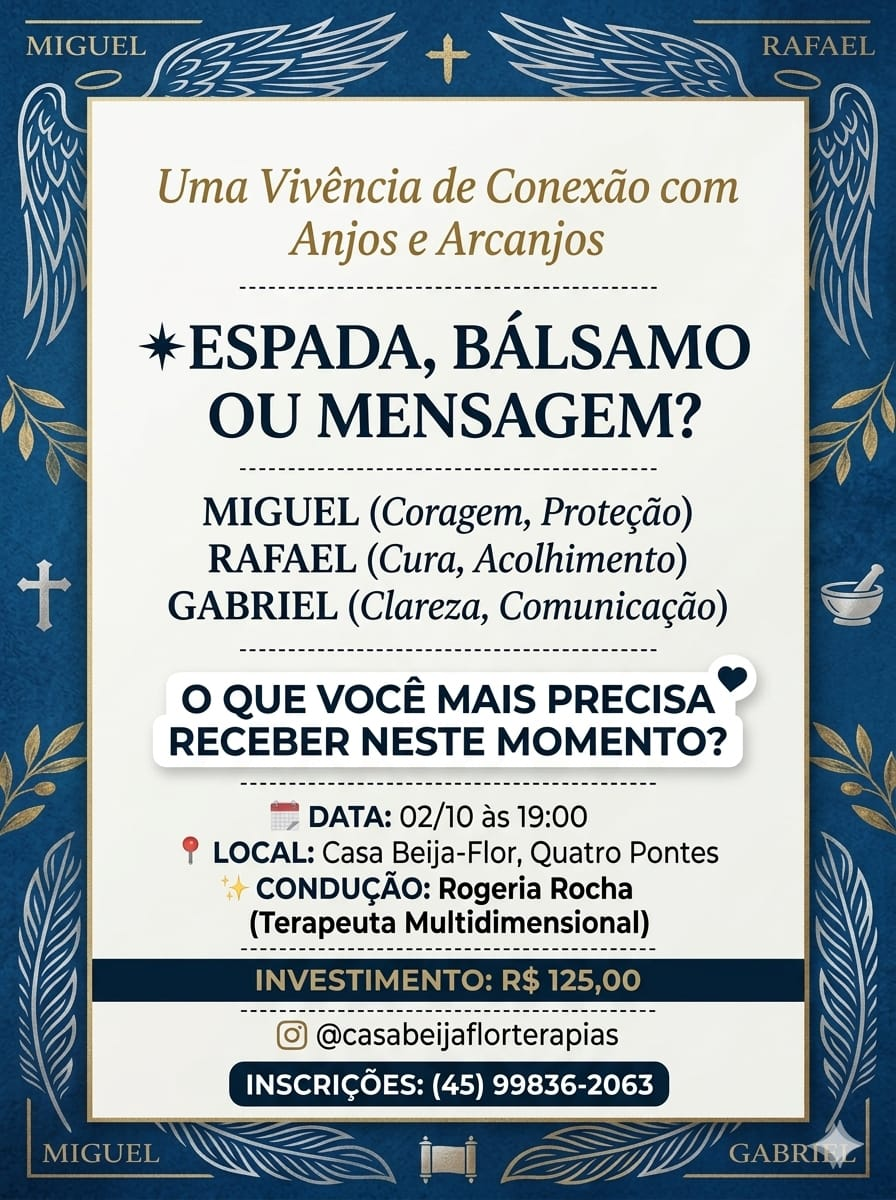 Vivência de conexão com os Arcanjos será realizada nesta sexta-feira em Quatro Pontes