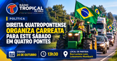 Direita quatropontense organiza carreata para este sábado em Quatro Pontes 02326C76-37E4-430B-A184-1C30B5E05C1F
