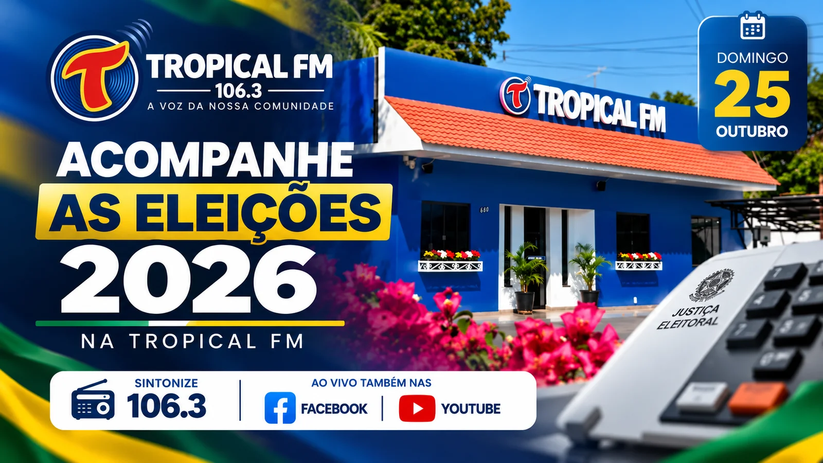 Rádio Tropical FM prepara cobertura especial do segundo turno das Eleições 2026
