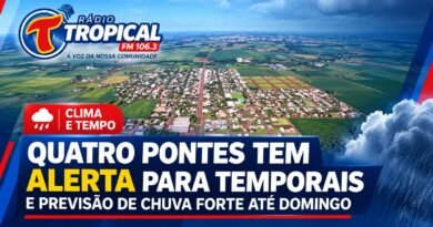 Quatro Pontes tem alerta para temporal hoje e previsão de chuva forte até domingo Sem título