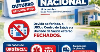 Unidades de Saúde de Quatro Pontes estarão fechadas na segunda-feira, 12 de outubro, devido ao feriado nacional card feriado