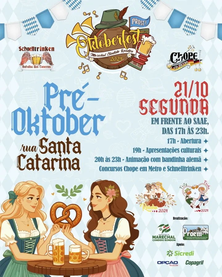 Pré-Oktoberfest na rua Santa Catarina acontece na segunda-feira