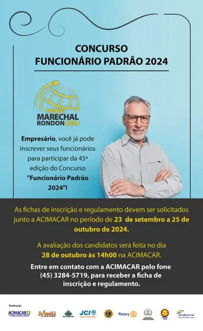 Inscrições para o Concurso Funcionário Padrão 2024 de Marechal Rondon encerram na sexta-feira