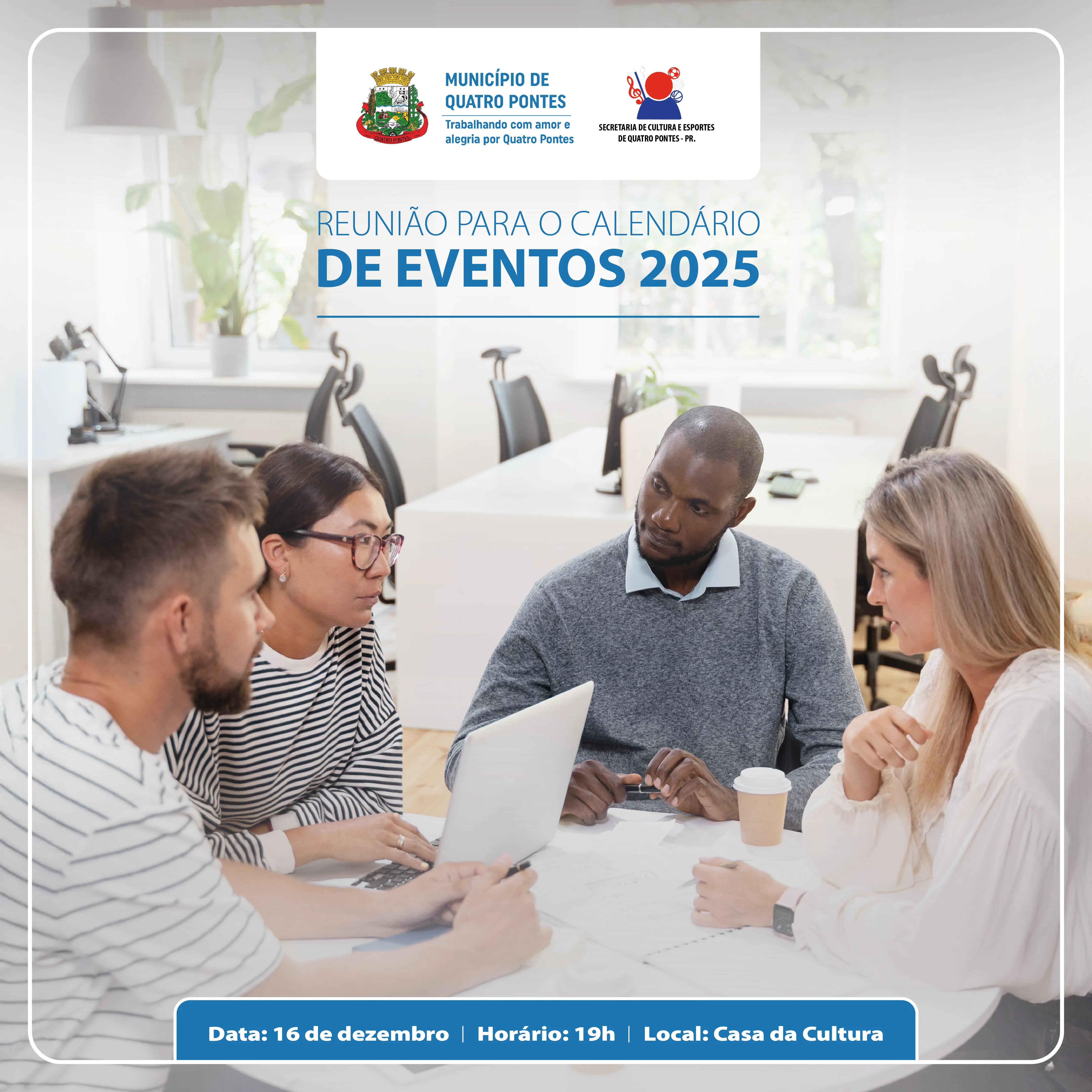 Prefeitura de Quatro Pontes convoca reunião para definição do Calendário de Eventos de 2025